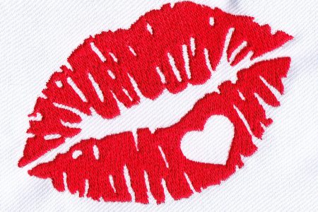 Lip Heart Embroidery Design