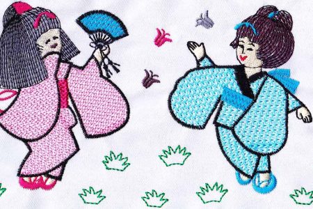 Japanese Dance Embroidery Design